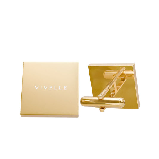 Gold Square Cufflinks — Minimal Engraved Dress Accessories